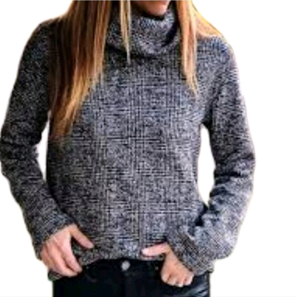 J. Crew Blue Cowl Neck Sweater Sz S Long Sleeve Cozy Fleece Preppy Casual Lounge